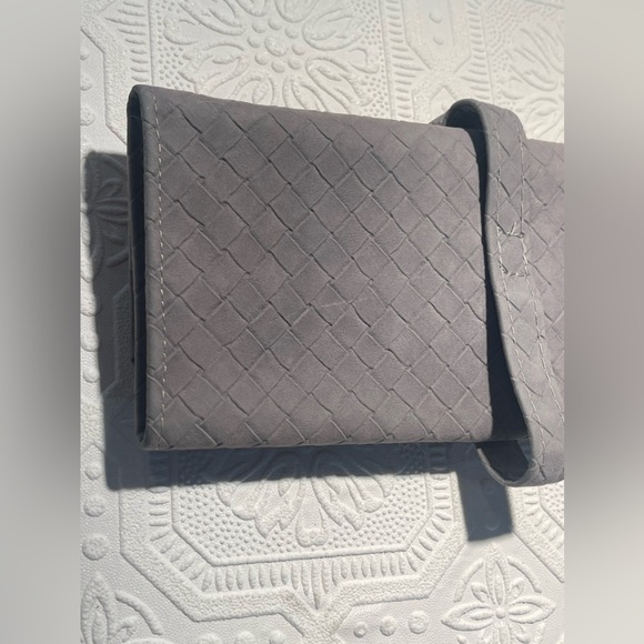 Vintage Leather Gray Travel Jewelry Pouch Roll Bag Made in Italy - Picture 8 of 12